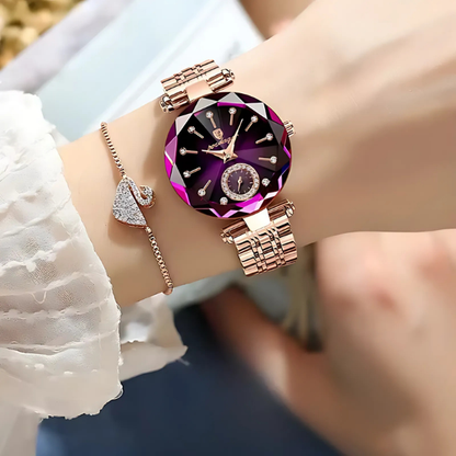 Lumière™ - Elegante Reloj De Cuarzo Con Diamantes Para Mujer