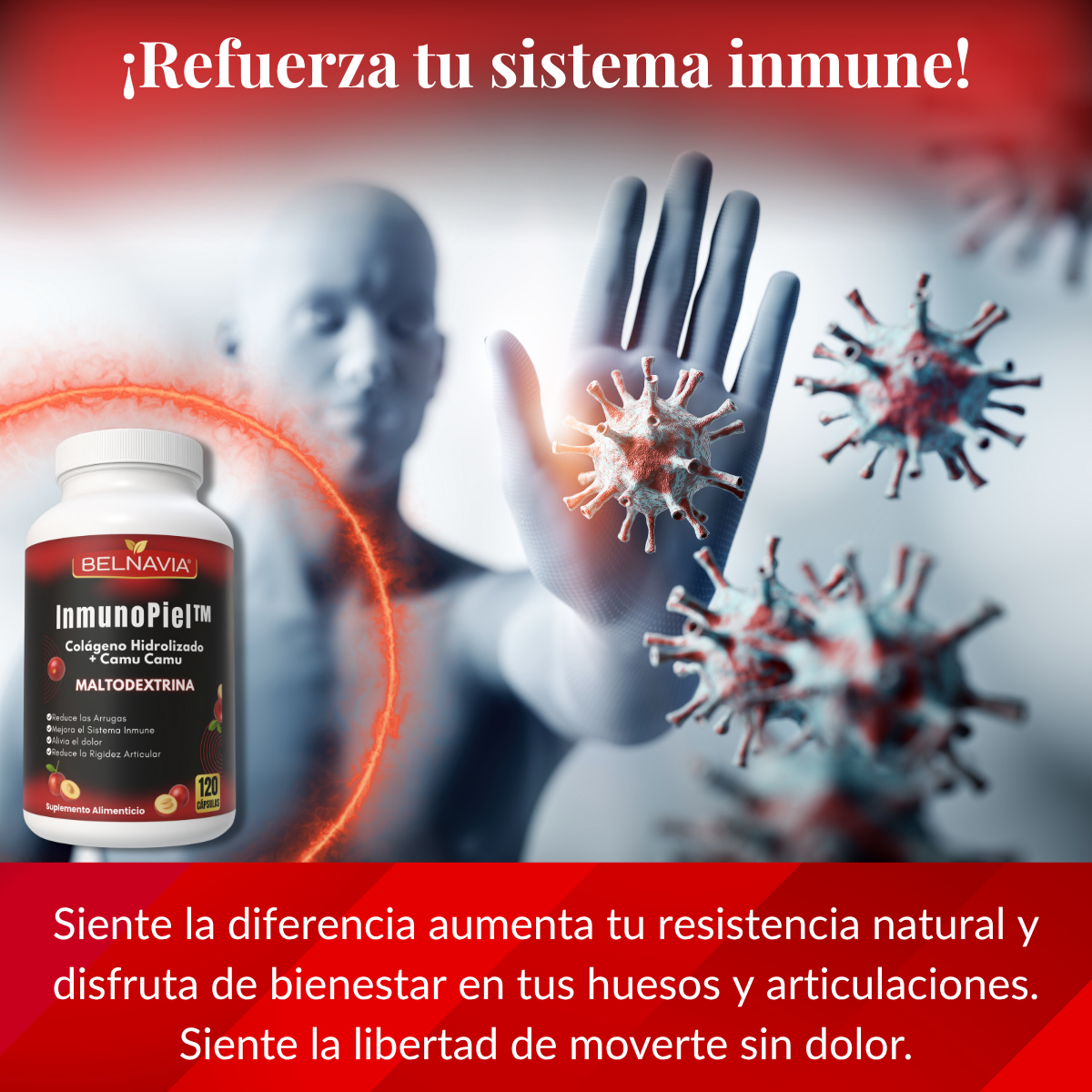InmunoPiel™ - Colageno Hidrolizado + Camu Camu para un Sistema inmune fuerte y piel rejuvenecida.