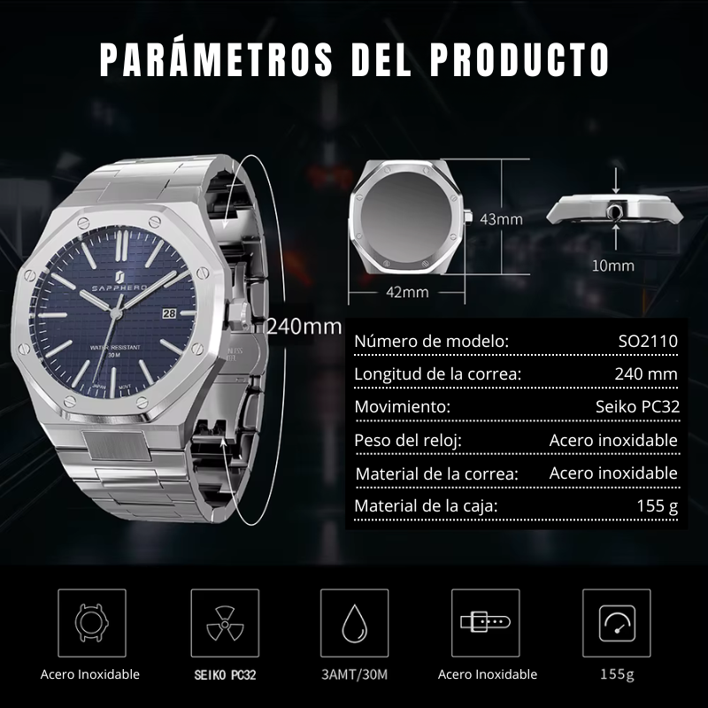 SAPPHERO™ - Reloj de Alta Gama para Hombres con Estilo
