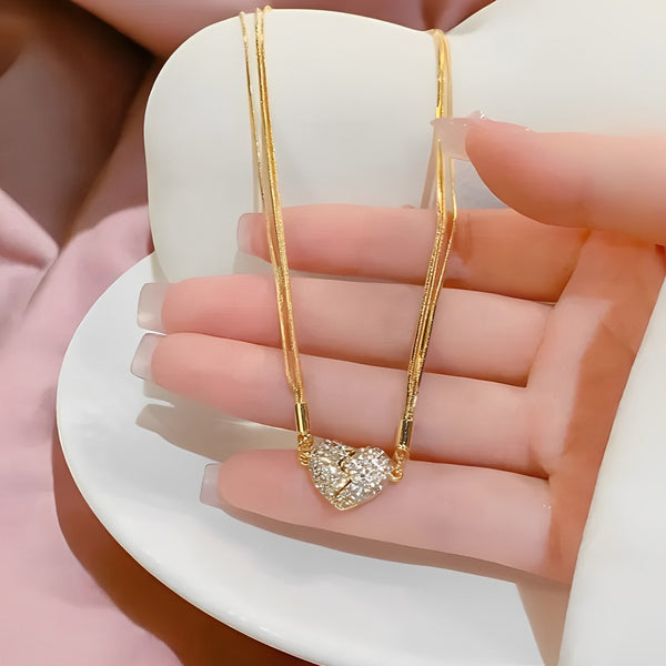 Collar de amor con imán corazon unido